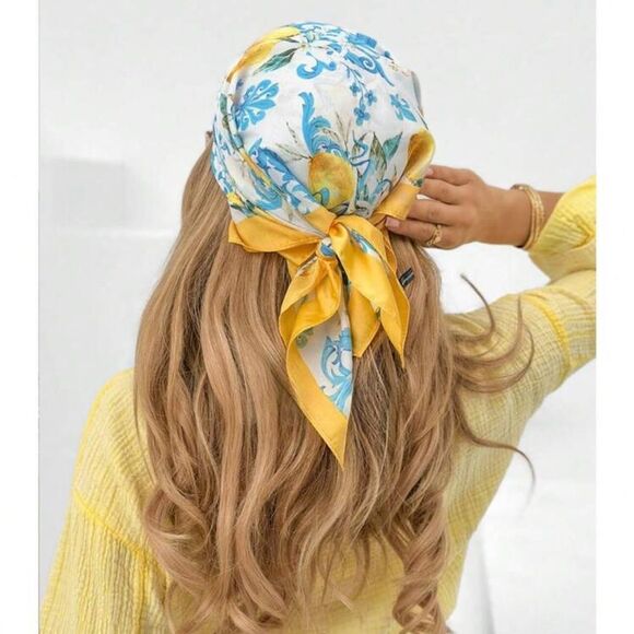 Lemon Print Headscarf P44 - Picture 1 of 7